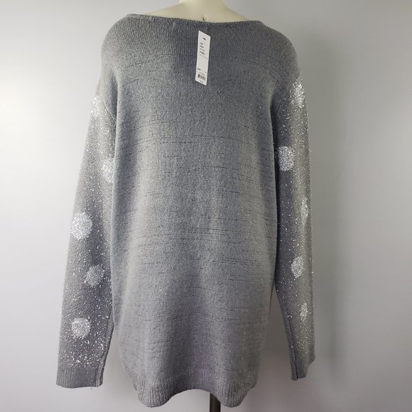 NWT APT.9 gray silver texture glitter knit sweater - Picture 3 of 9